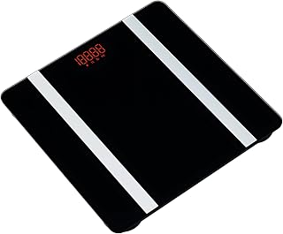 Smart Scale, Accurate Digital Bathroom Scale, Body Composition Analyzer with 24 Data, LED Display, Tempered Glass, 3-180 kg and 6.6-396 lbs, Room Temperature Sensor, 11.8 in, 30 cm, Black