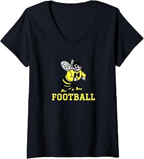 Women's Harvard High School Hawks Football V-Neck T-Shirt