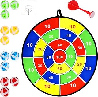 Sticky Ball Dart Board Game Set, 29.1 in / 74 cm Fabric Dartboard with 12 Sticky Balls and 1 Dart, Safe Youngsters Dart Game, Outdoor Throwing Game, Foldable for Easy Storage