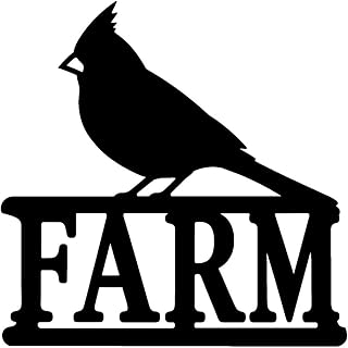 Cardinal Farm Metal Wall Art, Laser Cut Iron Wall Hanging for Home Decor (Black,32inch)