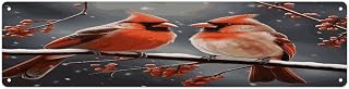 Cute Cardinal Birds Metal Sign Wall Art Decor Hanging Plaque