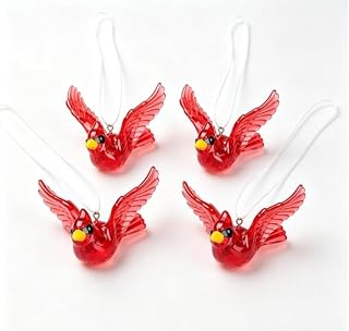 4Pcs Acrylic Hanging Red Cardinal Bird Suncatcher Ornament