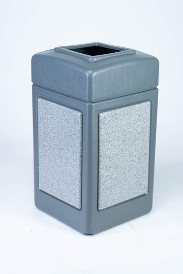 Commercial Zone 42 Gallon StoneTec Panel with Open-Top Lid Color: Gray with Ashtone