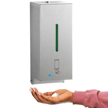BOBRICK 2013 Stainless Steel Automatic Wall-Mounted Foam Soap Dispenser, Satin Finish, 27-FL oz. 4-1/4” W, 10-17/32” H, 4-7/32” D
