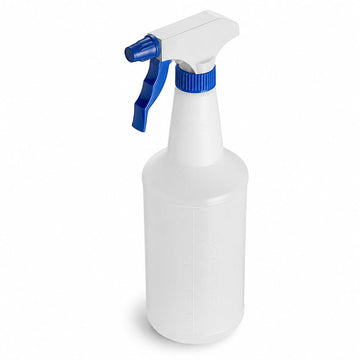 Glownary Spray Bottles with Blue Trigger, 32 oz, Clear Plastic, Pack of 12, Adjustable Nozzle
