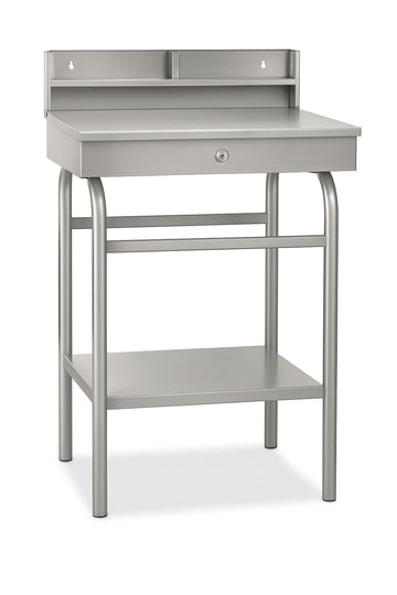 Glownary Steel Receiving Shop Desk, 24W x 23D x 45H inches, Slanted Surface with Storage