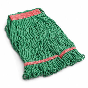 Pro Rayon Blend Looped End Wet Mop Head, 16 oz, Green, 1 Inch Headband, 12/Case