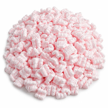 Anti-Static Packing Peanuts, Pink, 3.5 Cu. Ft., S-Shaped Polystyrene, Shock Absorbing