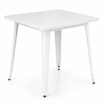 Glownary Alloy Square Steel Table, Pearl White, 32x32 Inch, Standard Height, Powder-Coated, Indoor Outdoor, 2-4 Seating