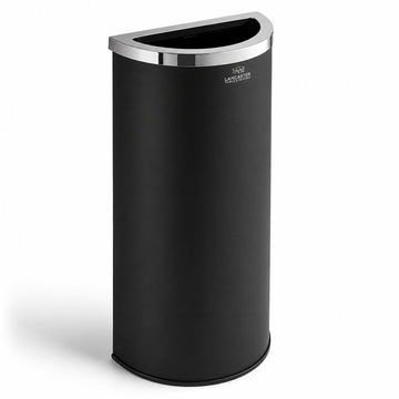 Glownary Half Round Metal Trash Can, Black Powder-Coated, 8 Gallon, Space Saving Design, Indoor Decorative Waste Receptacle, 13.5x6.75x26 Inches