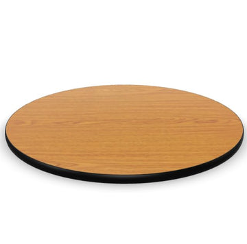 Glownary Round Table Top, Reversible Walnut/Oak, Laminated, 30 Inch Diameter, Black Vinyl Edge, Indoor Commercial Use, 3-4 Seating
