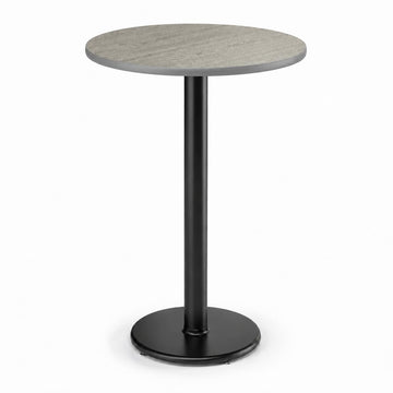 Glownary Reversible Bar Height Table with Cast Iron Base, Gray White Laminate Top, 30 Inch Round, 42 Inch Tall, Indoor