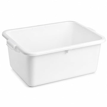 Glownary Heavy-Duty Polypropylene Bus Tub Storage Box, White, 20 x 15 x 7 Inches, Stackable, Dishwasher and Freezer Safe, Commercial Grade