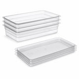 Glownary Full Size Food Pan Set with Sealing Lids, 4 Inch Deep Translucent Polypropylene, NSF Listed, BPA Free, Stackable, 20.6x12.5 Inch, 3-Pack