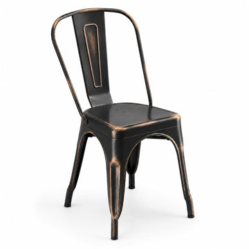 Glownary Alloy Distressed Copper Outdoor Cafe Chair, Steel Metal Construction, 17.5x17.5x33.1 Inches, Stackable, Industrial Modern Style, 400 lb Capacity, Indoor/Outdoor Use