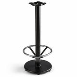 Glownary 17-Inch Bar Height Table Base, Cast Iron with Chrome Footrest, Black Powder Coated Steel, Self-Leveling Feet, Indoor Use