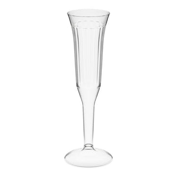 Glownary Clear Plastic Champagne Flute, 5 oz, 96 Count, BPA Free, One-Piece Design, Polystyrene Construction, 8.125 Inches Height