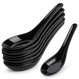 Glownary Black Plastic Asian Soup Spoons, 5.5 Inch, Mini Style, BPA Free, Disposable, 200 Count per Case