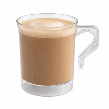 Glownary Clear Plastic Coffee Mug, 8 oz, BPA Free, Polystyrene Construction, 192 Count Case, Recyclable