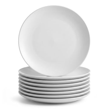 Glownary White Round Plastic Coupe Plates, 6 Inch, 150 Count, BPA Free, Disposable, for Events and Weddings