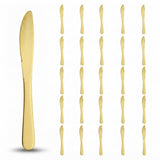 Glownary Classic Gold Plastic Knives, Heavy Weight, 7 3/4 Inches, Disposable Metallic Flatware for Weddings and Parties, 25 Pack