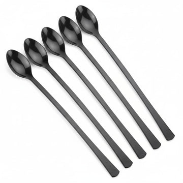 Glownary Black Plastic Tasting Spoons, 6 Inch, Heavy Weight, BPA Free, Recyclable, 400 per Box