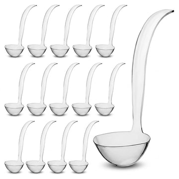 Glownary Clear Disposable Plastic Ladle, 5 oz Capacity, 10.25 Inch Handle, BPA Free, for Punch Bowls and Beverages, 48 per Case
