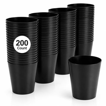 Glownary Black Plastic Shot Glass, 2 oz Capacity, Round 1-Piece Design, 200 per Case, BPA Free, for Parties and Events