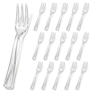 Glownary Clear Plastic Tasting Fork, 5 Inch, 500 Count, BPA Free, Recyclable, 3-Tine Design, for Appetizers and Events