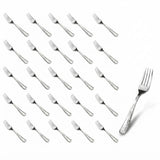 Glownary Hammered Silver Plastic Fork, 7.25 Inch, Heavy Weight, 50 Pack, Disposable Flatware for Weddings, Parties, Catered Events