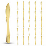 Glownary Skyline Gold Heavy Weight Plastic Knife, 7.5 Inches, Elegant Design, Disposable Flatware for Parties, Banquets, Catering, 25 Pack