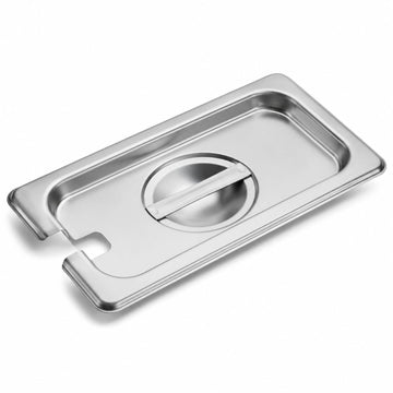 1/9 Size Stainless Steel Steam Table Pan Cover, Slotted, Silver, 7x4.5x0.75 Inches, Rectangle with Handle, Made in USA