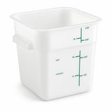 Glownary 4 Qt Square Food Storage Container, White Polyethylene with Green Graduations, NSF Listed, BPA Free, Stackable, 7.1x7.1x7.3 Inches, Commercial Grade