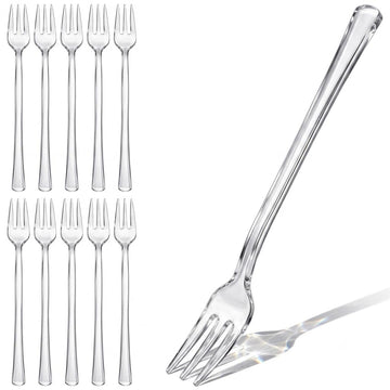Glownary Clear Plastic Tasting Fork, 6 Inch, Heavy Weight, 3-Tine Design, BPA Free, Recyclable, 400 per Box