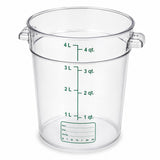 Glownary 4 Qt Clear Round Polycarbonate Food Storage Container with Green Graduations, NSF Listed, Stackable, Dishwasher Safe, 8.7x6.8x7.1 Inches