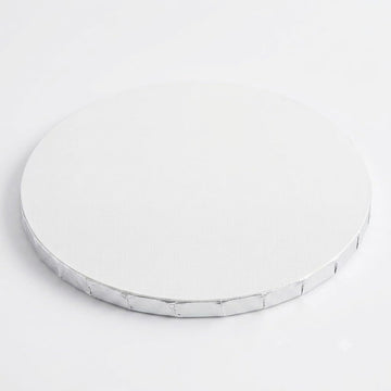 16 Inch Round White Cake Drum, 1/2 Inch Thick Corrugated Cardboard, Grease-Resistant, Double Wall, Embossed, 12 per Case