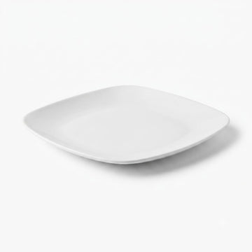 Glownary Square Plastic Dinner Plates, 10 Inch White Coupe, BPA-Free Disposable, 10 Count, for Events and Weddings