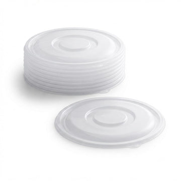 Glownary Clear PET Plastic Flat Lid, 12.25 Inches Round, for 160 oz Bowls, Stackable, BPA Free, Recyclable, 5 Pack