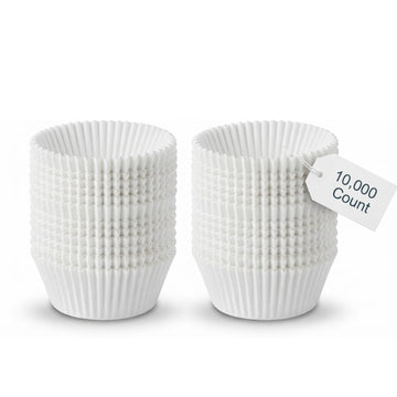 Glownary White Fluted Jumbo Baking Cups, Paper, 2.25 x 1.875 Inch, 5 oz Capacity, Oven Safe to 450°F, 10000/Case