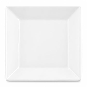 Glownary Square Porcelain Plate, 7 Inch, Bright White, Commercial Grade, Microwave and Oven Safe, Wide Rim Design, 36 per Case