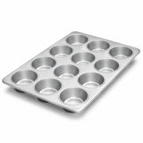 Glownary 12-Cup Jumbo Muffin Pan, Aluminized Steel, Silicone Glazed, 13 x 18 Inch, Commercial Cupcake Bakeware