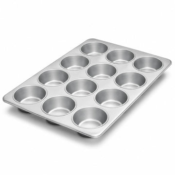 Glownary 12-Cup Jumbo Muffin Pan, Aluminized Steel, Silicone Glazed, 13 x 18 Inch, Commercial Cupcake Bakeware