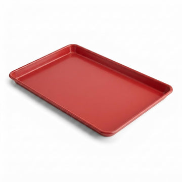 Glownary Quarter Size Aluminum Sheet Pan, 19-Gauge Non-Stick Red Wire Rim Bun Tray, 9.5 x 13 Inch, Freezer and Oven Safe
