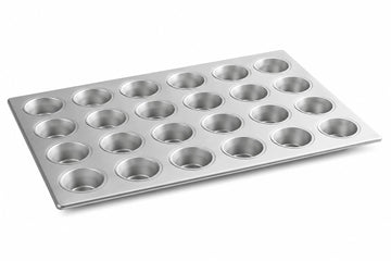 Glownary 24-Cup Aluminized Steel Muffin Pan, Silver, Heavy-Duty Commercial Grade with Silicone Glaze, 26 x 18 Inch, 3.8 oz Capacity per Cup