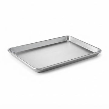 Glownary Half Size Aluminum Sheet Pan, 18 Gauge Wire Rim, Silver, 13 x 18 Inches, Stackable, Commercial Baking Pan