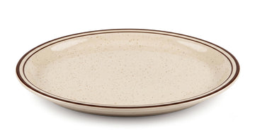 Glownary Brown Speckle Oval Stoneware Platter, 11.5 x 9.1 Inch, Narrow Rim, Microwave and Dishwasher Safe, 12 per Case