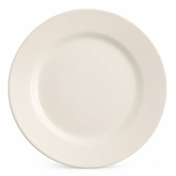 Glownary Stoneware Plate, 8 1/4 Inch Wide Rim, Ivory American White, Microwave and Dishwasher Safe, 36 per Case