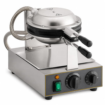 Glownary Non-Stick Single Bubble Waffle Maker with Timer, 1500W, Stainless Steel, Electric, 120V, 8.75x14.56x10.63 Inches