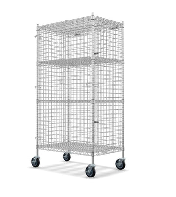 Glownary NSF Mobile Wire Security Cage Kit, 70 Inch (Chrome, 24" x 48", Mobile)