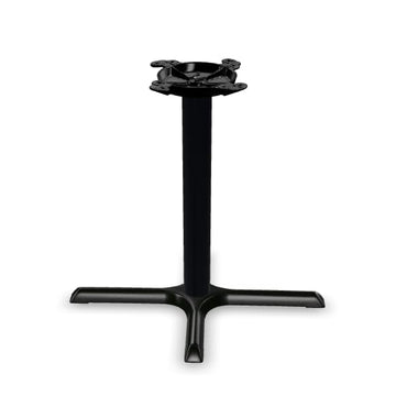 Glownary Black Column Table Base, Cast Iron and Steel, Powder-Coated, Cross Style, 10-Inch Top Plate, Non-Slip Glides, for Indoor Use (22" x 30", Standard Height)